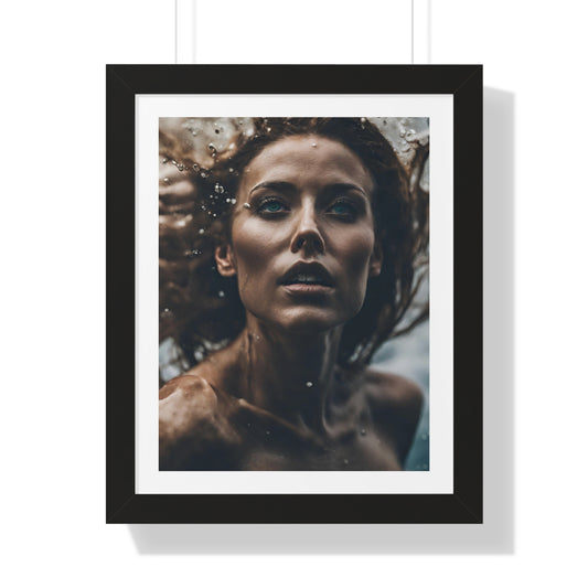 Breathless - Woman in Water - Fine Art - Framed Vertical Poster